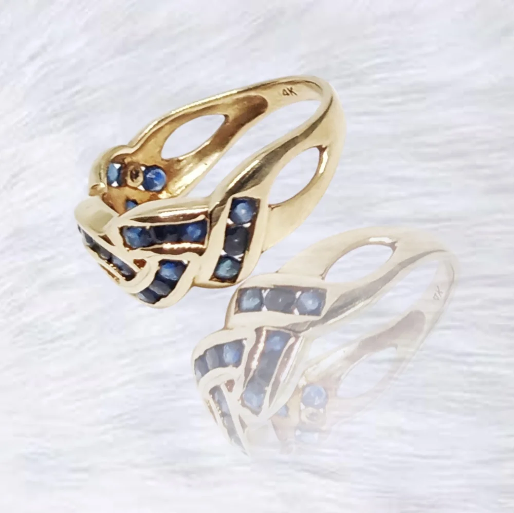 JBNI 14K Yellow Gold Blue Sapphire Channel-Set Designer Ring – Size 6